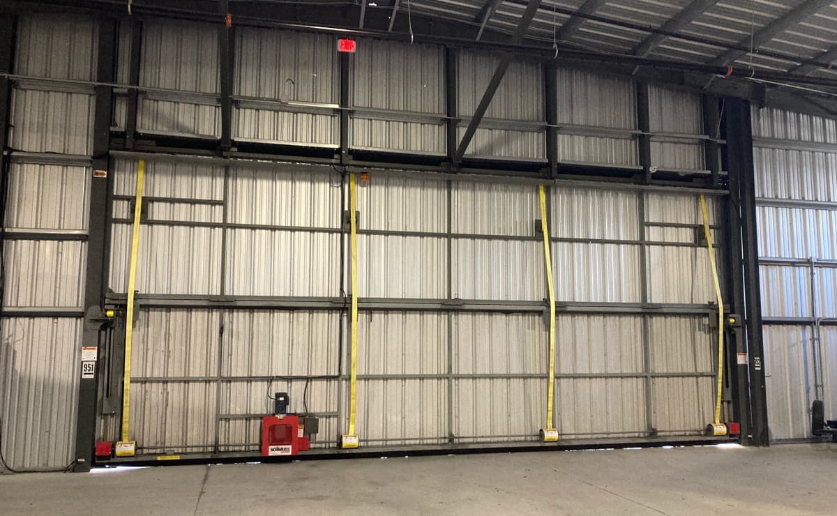 secure airplane hangar door